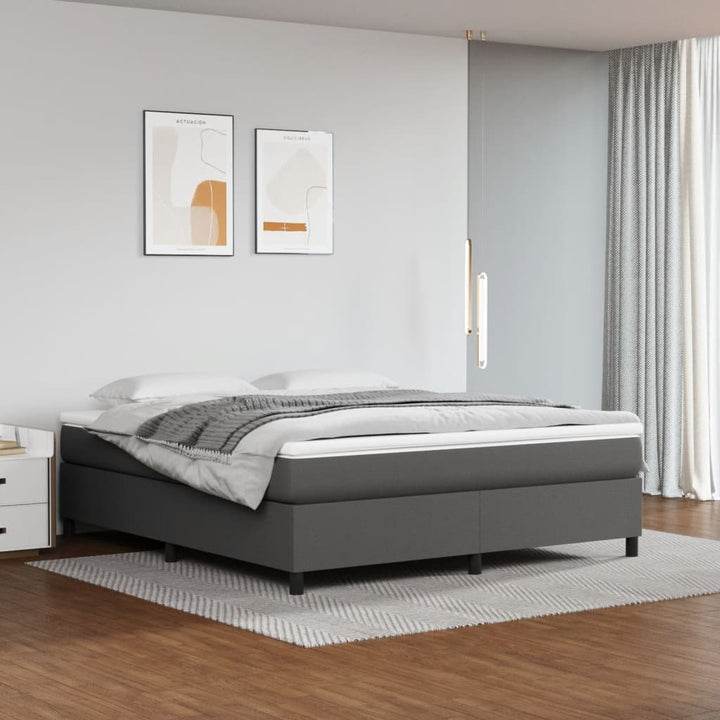 Boxspring-Sängram Gräddvit Konstläder