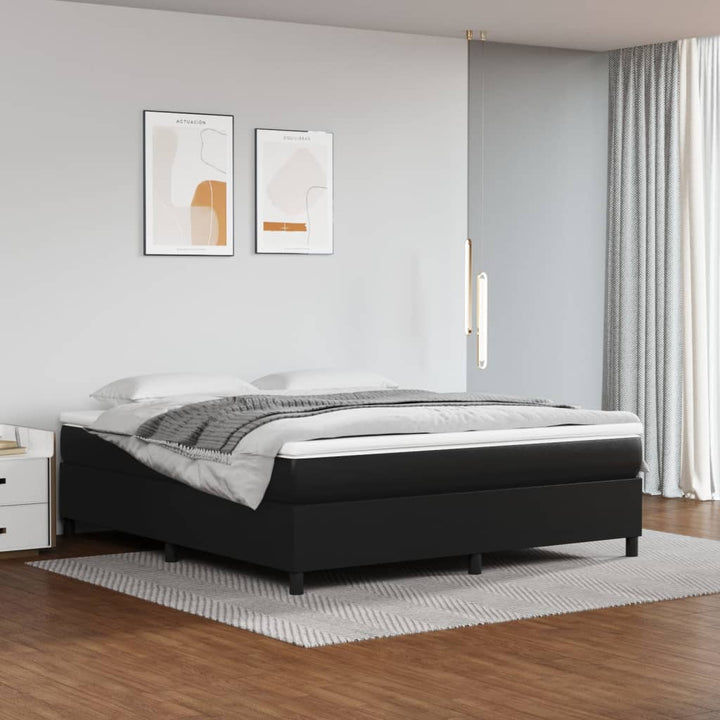 Boxspring-Sängram Gräddvit Konstläder