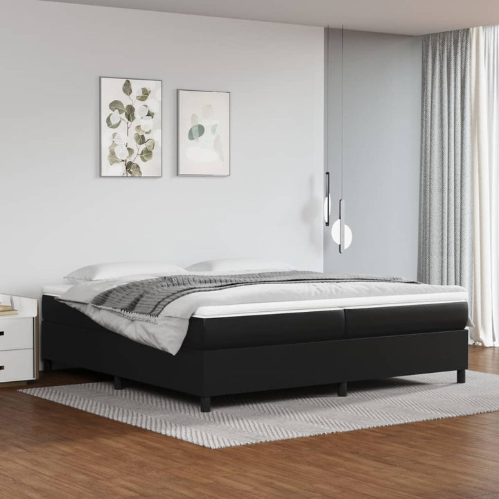 Boxspring-Sängram Gräddvit Konstläder