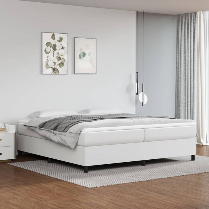 Boxspring-Sängram Gräddvit Konstläder