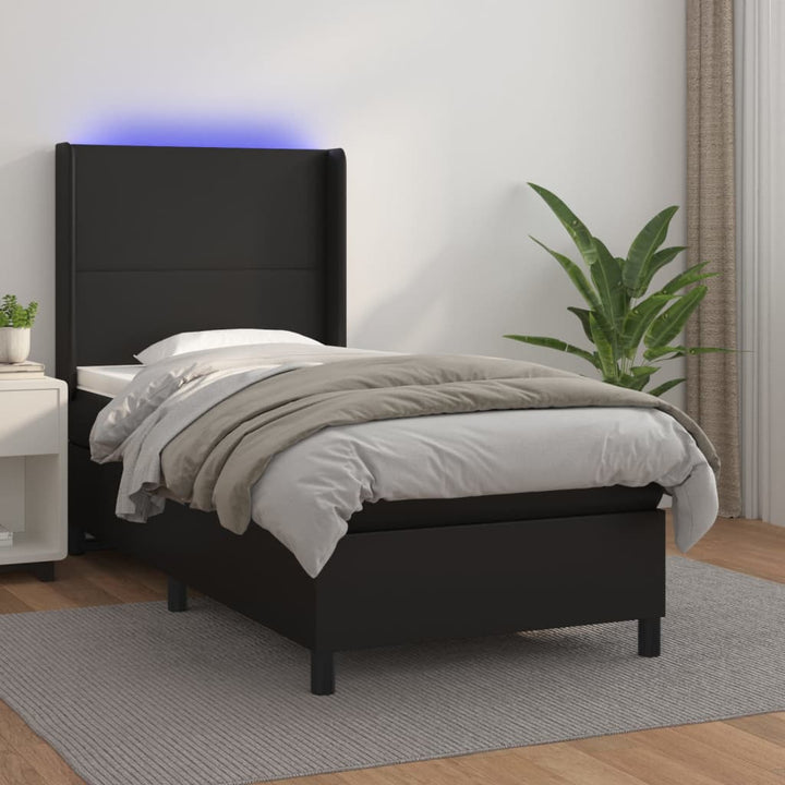 Ramsäng Med Bäddmadrass &amp; Led Gräddvit Konstläder