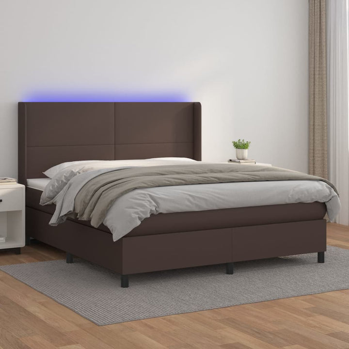Ramsäng Med Bäddmadrass &amp; Led Gräddvit Konstläder