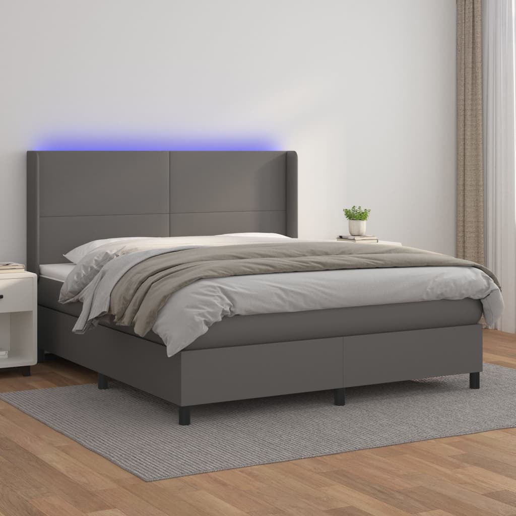 Ramsäng Med Bäddmadrass &amp; Led Gräddvit Konstläder