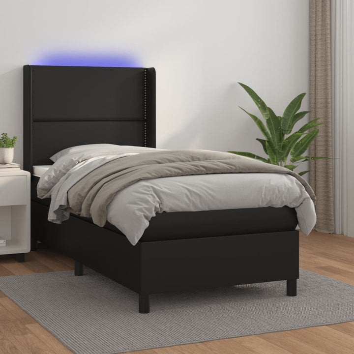 Ramsäng Med Bäddmadrass &amp; Led Gräddvit Konstläder