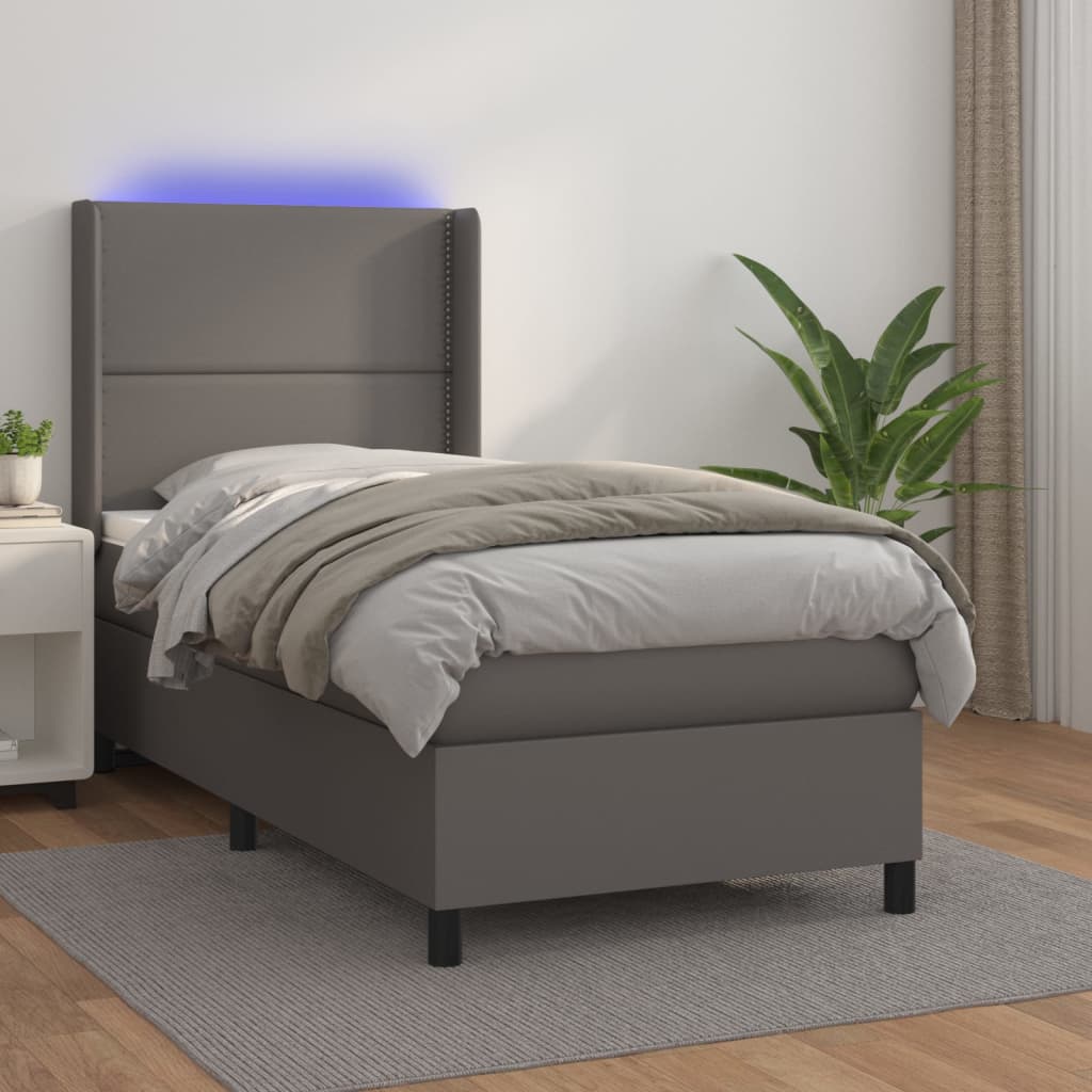 Ramsäng Med Bäddmadrass &amp; Led Gräddvit Konstläder