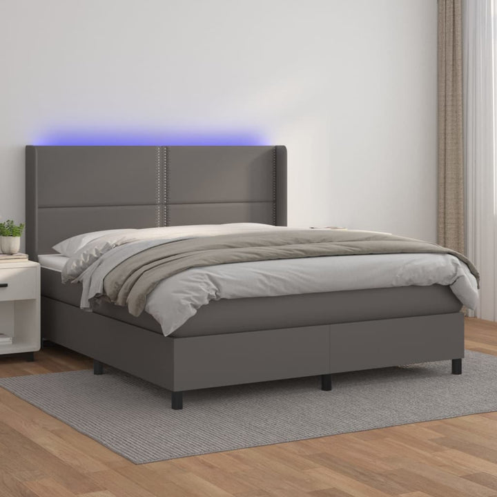 Ramsäng Med Bäddmadrass &amp; Led Gräddvit Konstläder