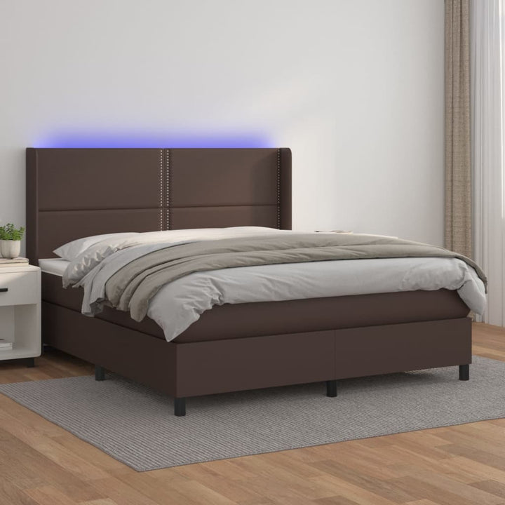 Ramsäng Med Bäddmadrass &amp; Led Gräddvit Konstläder