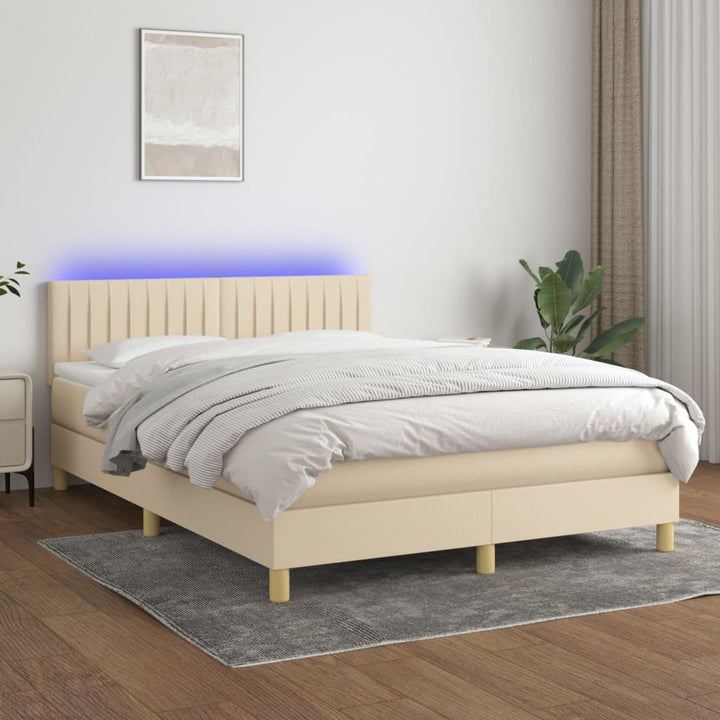 Ramsäng Med Madrass &amp; Led Gräddvit Tyg