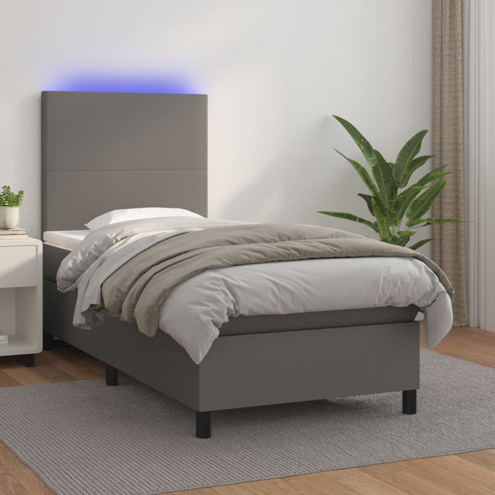 Ramsäng Med Bäddmadrass &amp; Led Gräddvit Konstläder