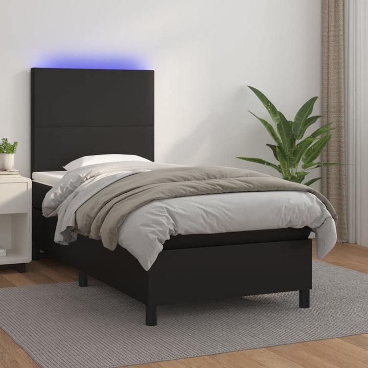 Ramsäng Med Bäddmadrass &amp; Led Gräddvit Konstläder