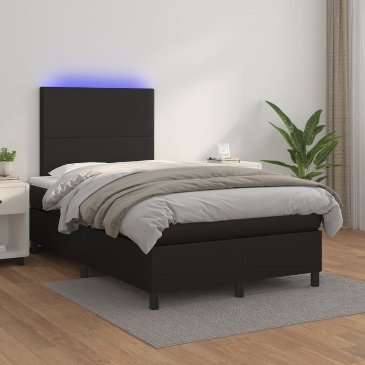 Ramsäng Med Bäddmadrass &amp; Led Gräddvit Konstläder