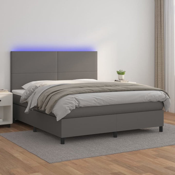 Ramsäng Med Bäddmadrass &amp; Led Gräddvit Konstläder