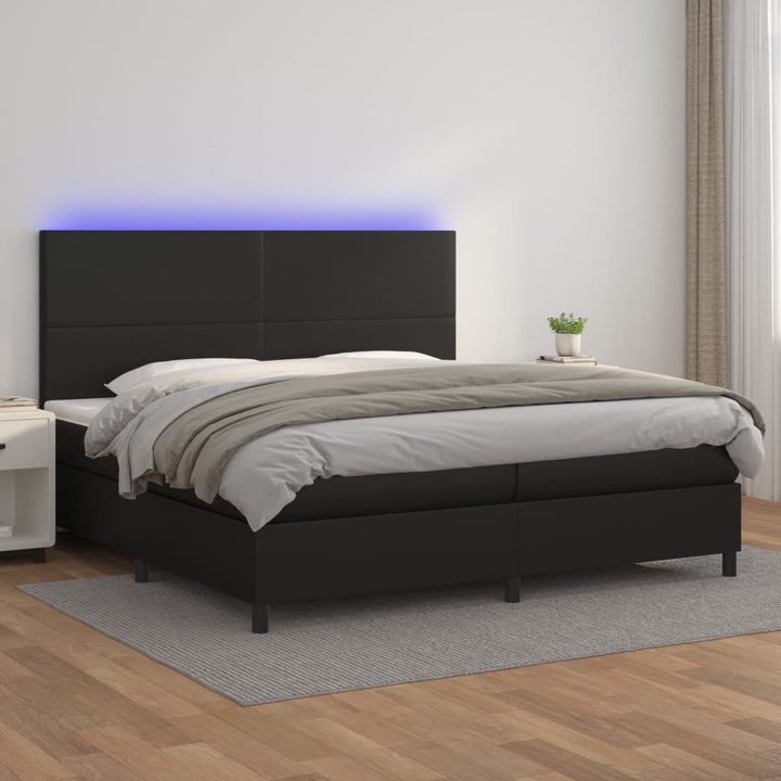 Ramsäng Med Bäddmadrass &amp; Led Gräddvit Konstläder