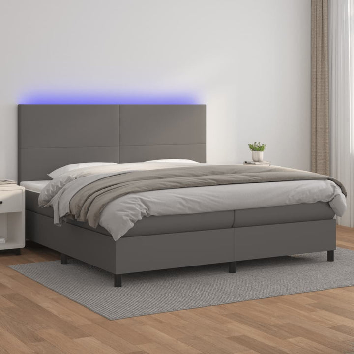 Ramsäng Med Bäddmadrass &amp; Led Gräddvit Konstläder