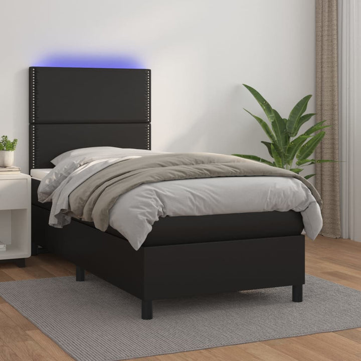 Ramsäng Med Bäddmadrass &amp; Led Gräddvit Konstläder