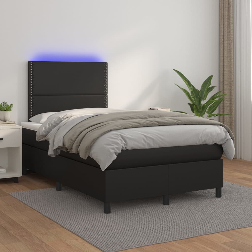 Ramsäng Med Bäddmadrass &amp; Led Gräddvit Konstläder