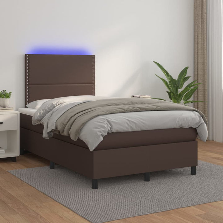 Ramsäng Med Bäddmadrass &amp; Led Gräddvit Konstläder