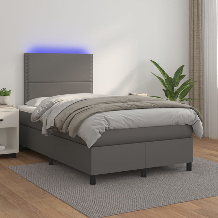 Ramsäng Med Bäddmadrass &amp; Led Gräddvit Konstläder