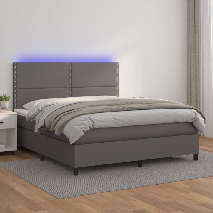 Ramsäng Med Bäddmadrass &amp; Led Gräddvit Konstläder