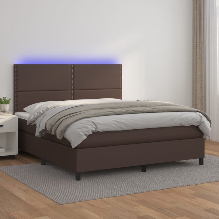 Ramsäng Med Bäddmadrass &amp; Led Gräddvit Konstläder