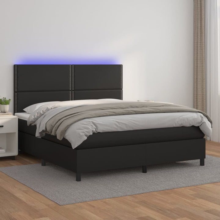 Ramsäng Med Bäddmadrass &amp; Led Gräddvit Konstläder