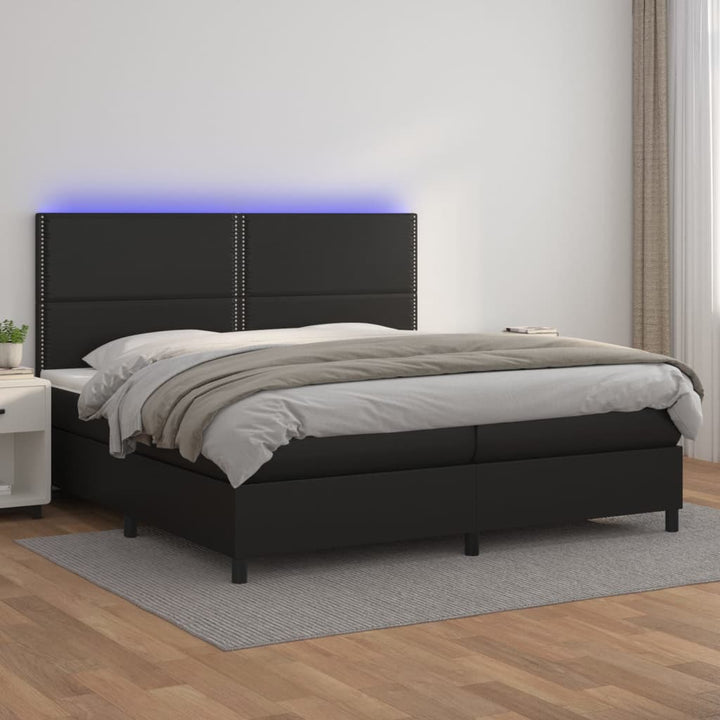 Ramsäng Med Bäddmadrass &amp; Led Gräddvit Konstläder
