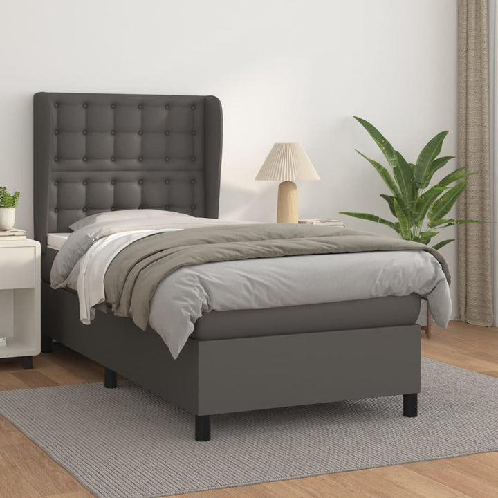 Ramsäng Med Bäddmadrass Gräddvit Konstläder