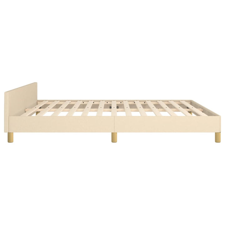 Sängram Utan Madrass Gräddvit Tyg