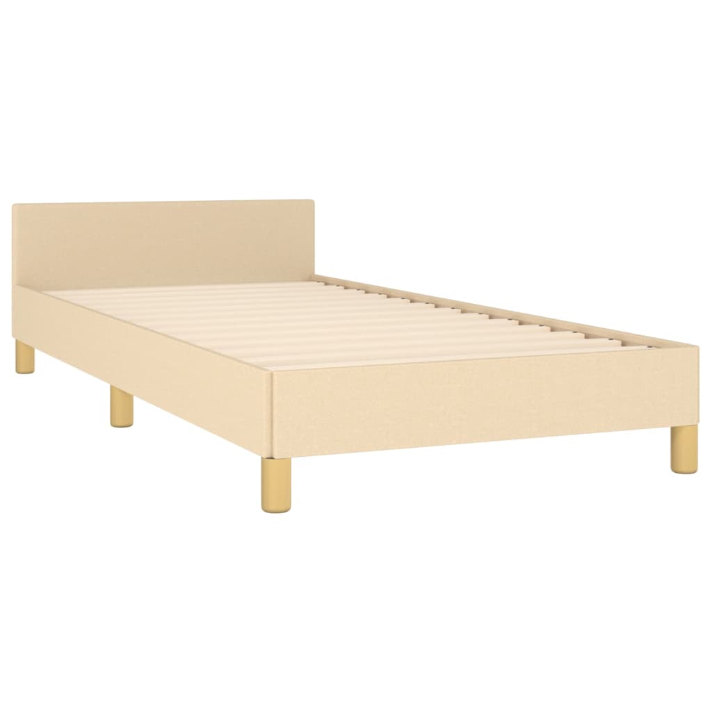 Sängram Utan Madrass Cremefärgad Tyg