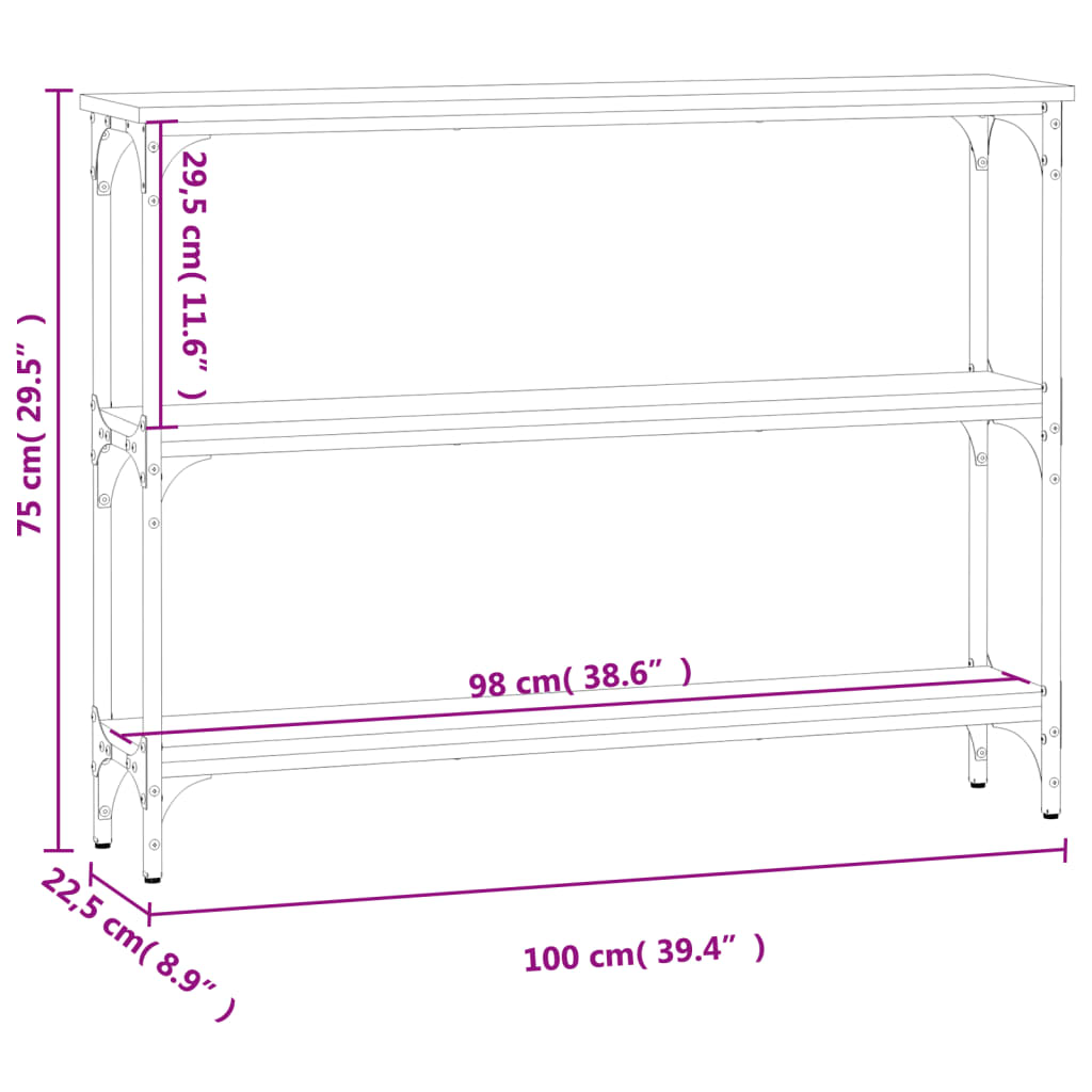 Avlastningsbord 100X22,5X75 Cm Konstruerat Trä