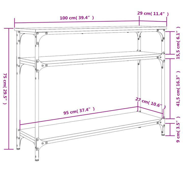 Konsolbord 100X29X75 Cm Konstruerat Trä