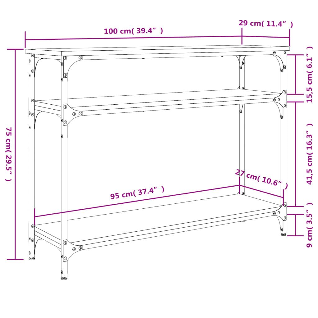 Avlastningsbord 100X29X75 Cm Konstruerat Trä