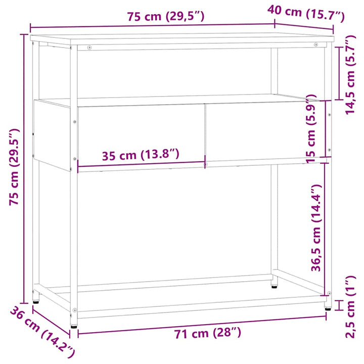 Avlastningsbord Rökfärgad Ek 75X40X Konstruerat Trä