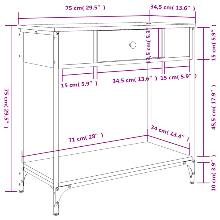 Konsolbord 75X34,5X Konstruerat Trä