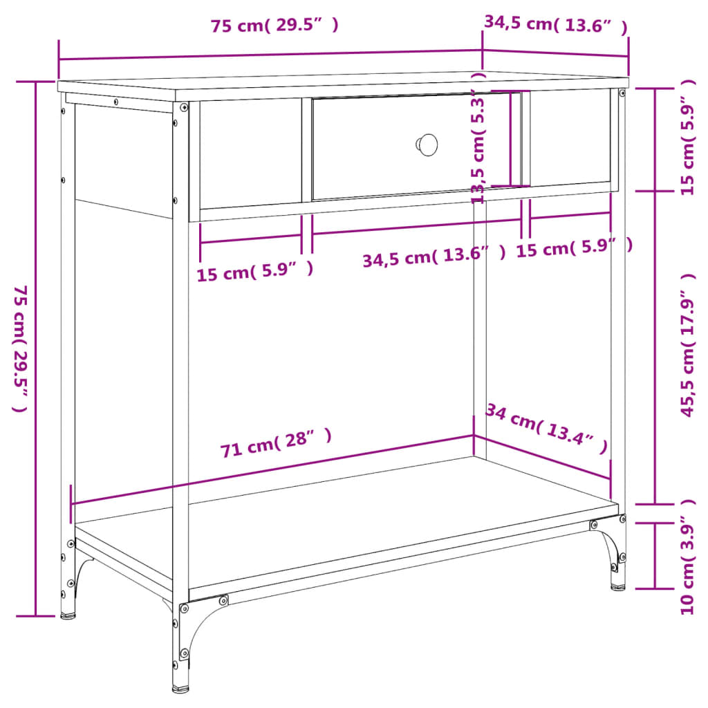 Avlastningsbord 75X34,5X Konstruerat Trä