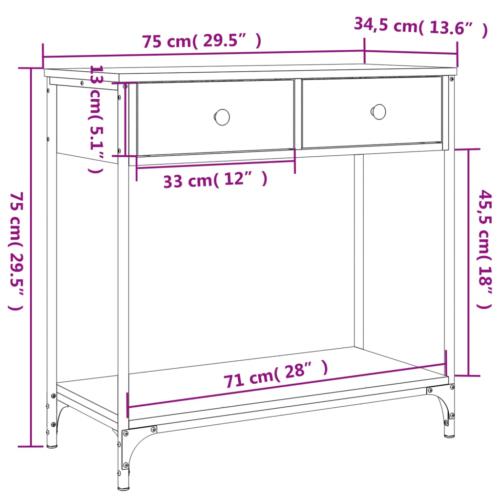 Konsolbord 75X34,5X Konstruerat Trä