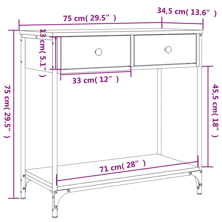 Konsolbord 75X34,5X Konstruerat Trä