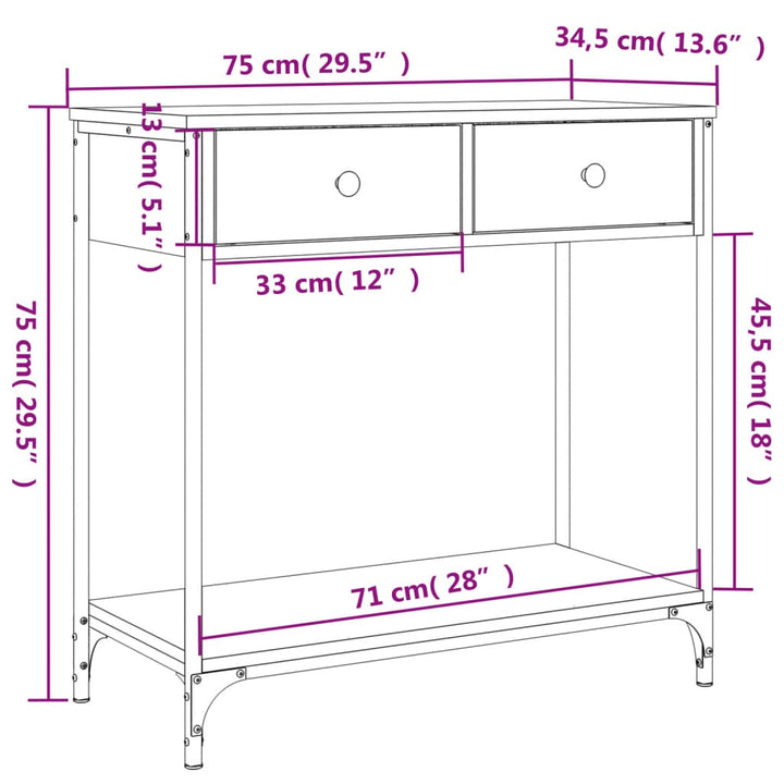 Avlastningsbord Sonoma-Ek 75X34,5X Konstruerat Trä