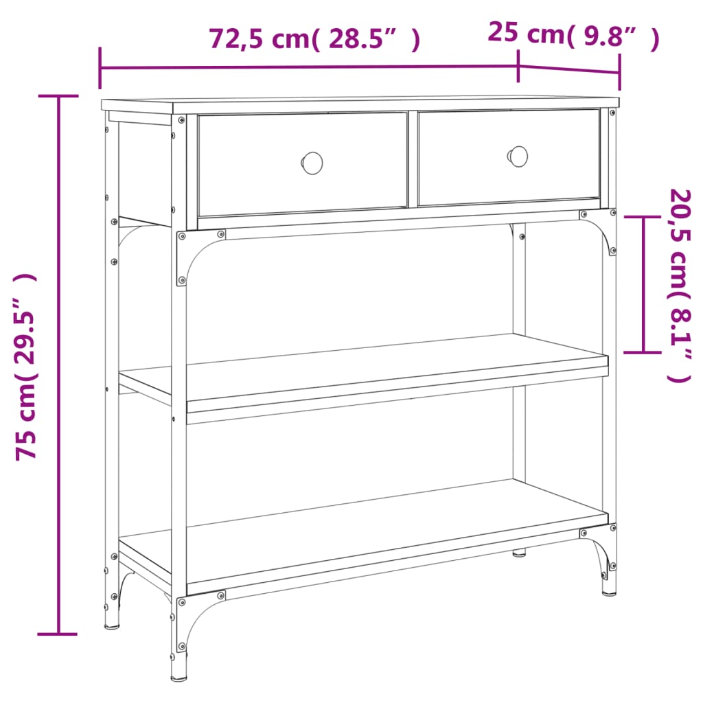 Avlastningsbord 72,5X25X75 Cm Konstruerat Trä