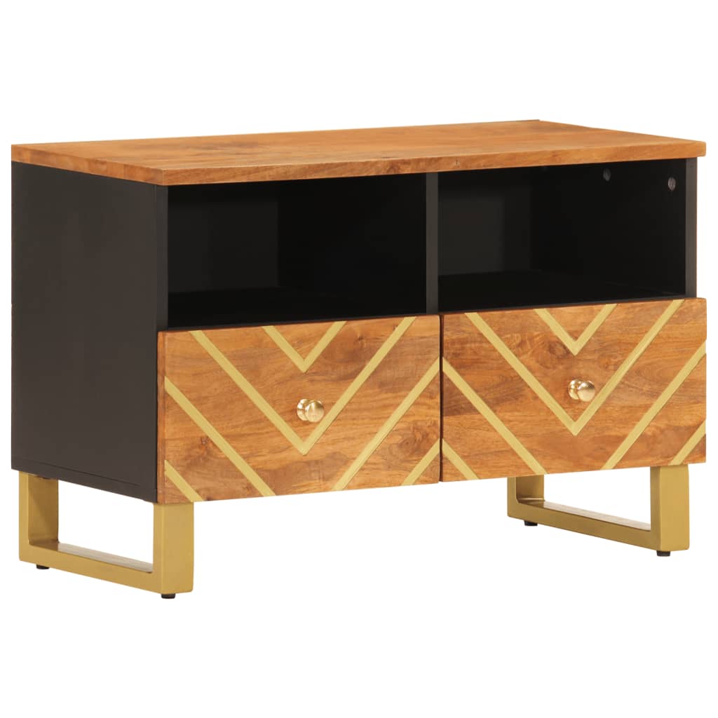 Tv-Bänk Brun Och Svart 105X33,5X46 Cm Massivt Mangoträ