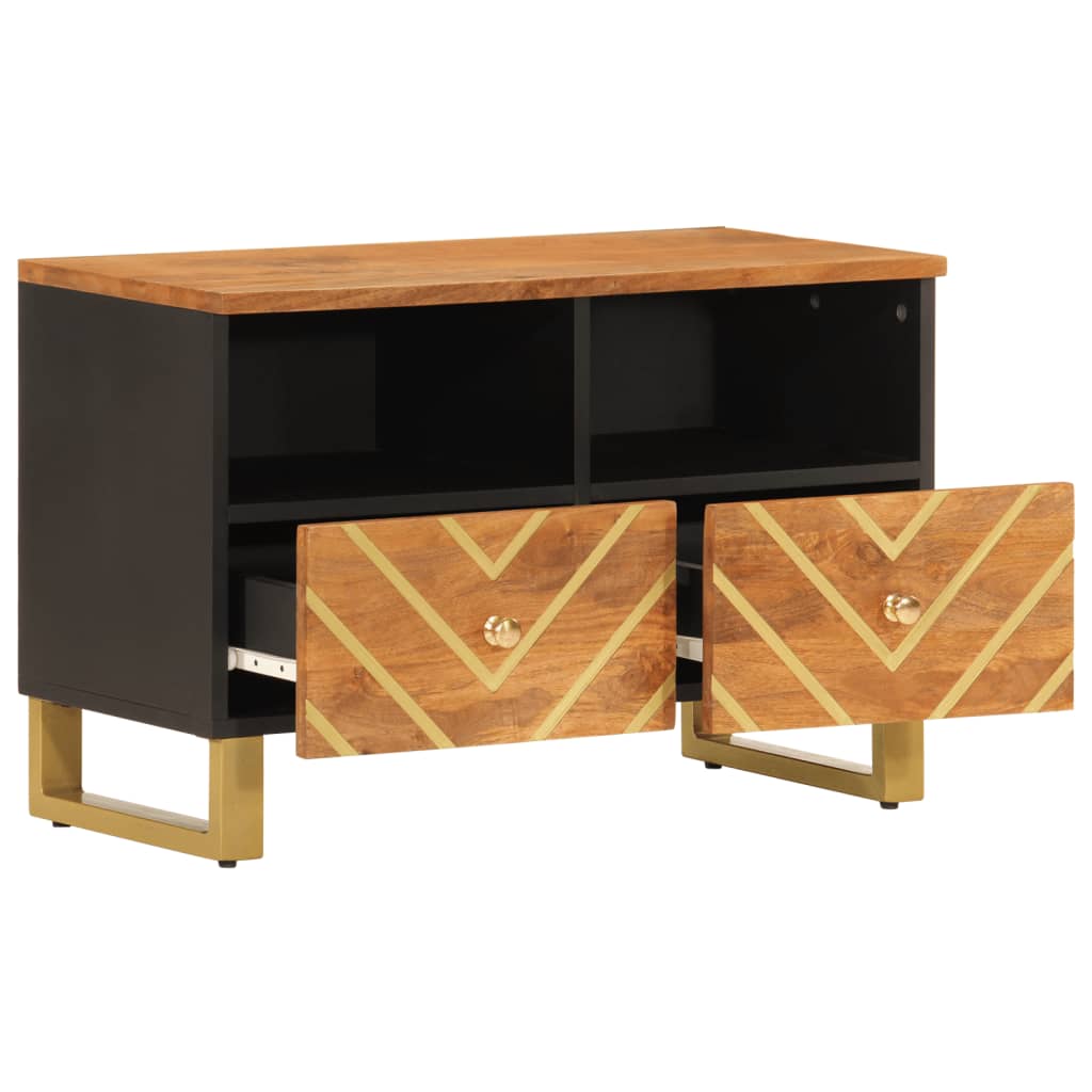 Tv-Bänk Brun Och Svart 105X33,5X46 Cm Massivt Mangoträ
