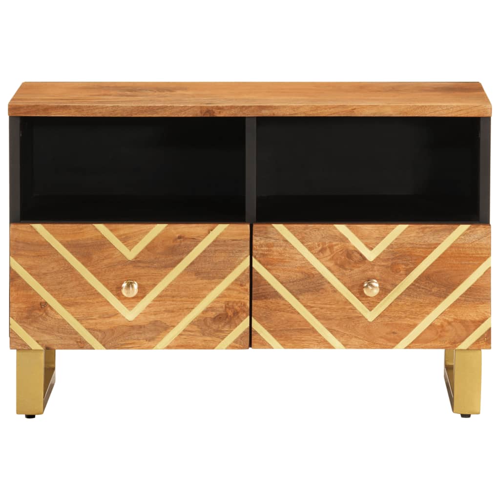 Tv-Bänk Brun Och Svart 105X33,5X46 Cm Massivt Mangoträ