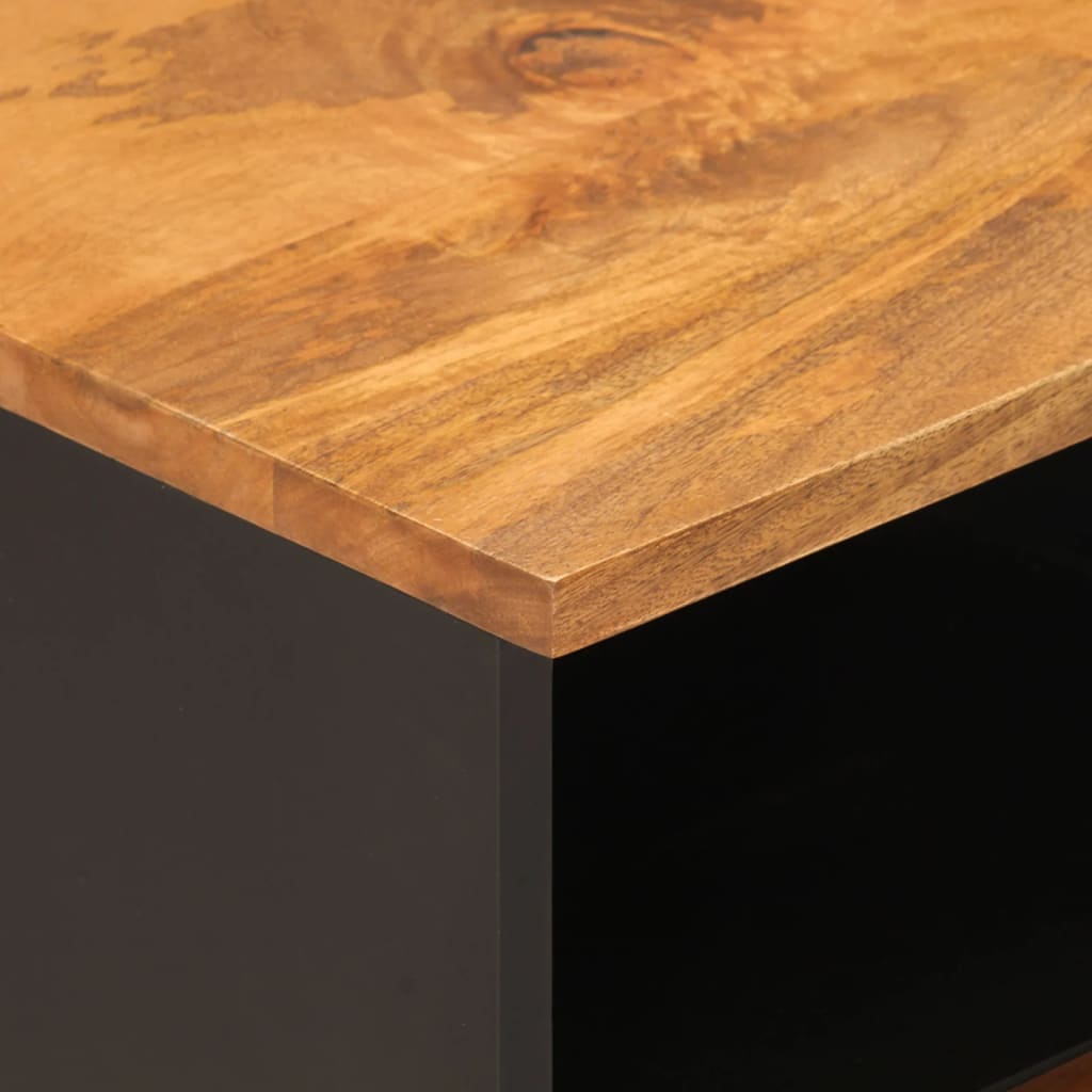 Tv-Bänk Brun Och Svart 105X33,5X46 Cm Massivt Mangoträ