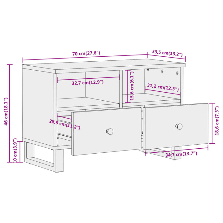 Tv-Bänk Brun Och Svart 105X33,5X46 Cm Massivt Mangoträ