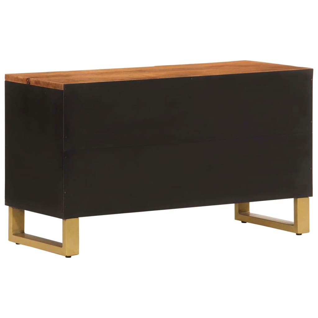 Tv-Bänk Brun Och Svart 80X31,5X46 Cm Massivt Mangoträ