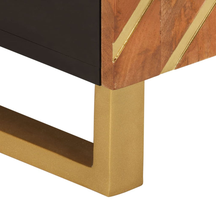 Tv-Bänk Brun Och Svart 80X31,5X46 Cm Massivt Mangoträ