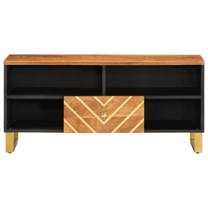 Tv-Bänk Brun Och Svart 100X33,5X46 Cm Massivt Mangoträ