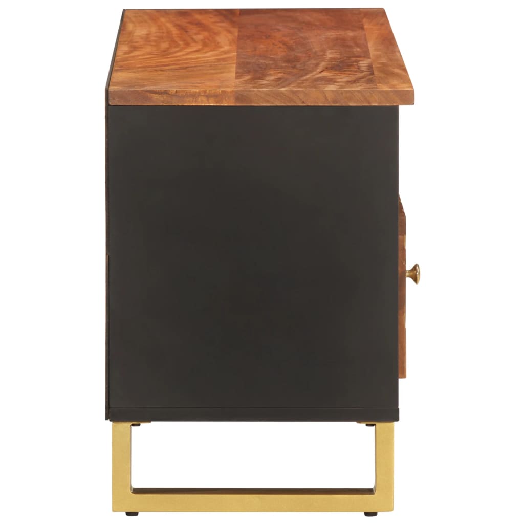Tv-Bänk Brun Och Svart 100X33,5X46 Cm Massivt Mangoträ