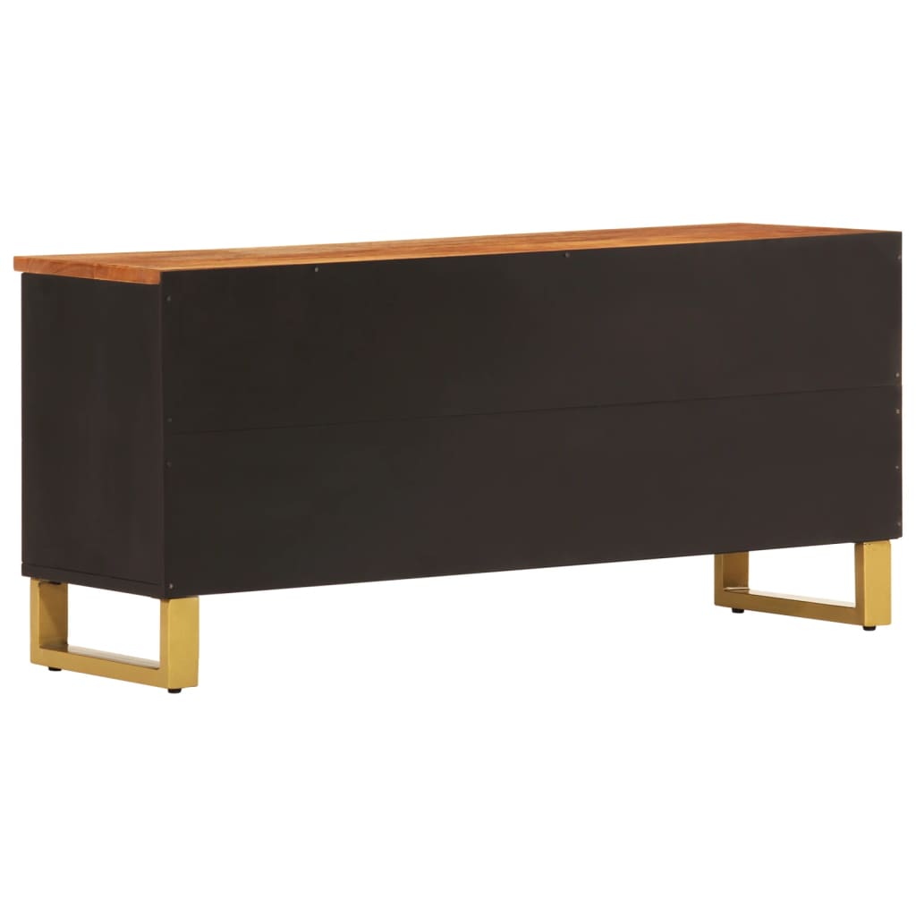 Tv-Bänk Brun Och Svart 100X33,5X46 Cm Massivt Mangoträ