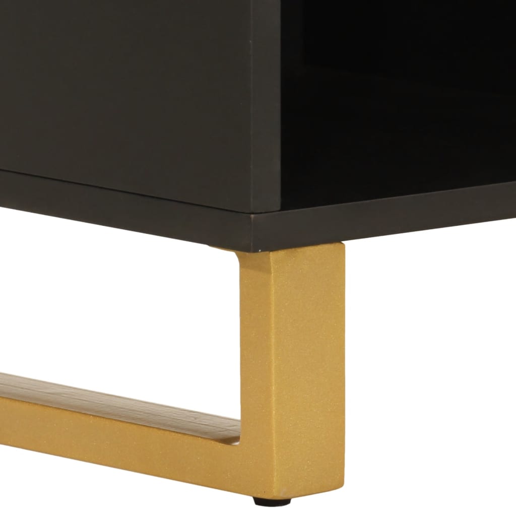 Tv-Bänk Brun Och Svart 100X33,5X46 Cm Massivt Mangoträ